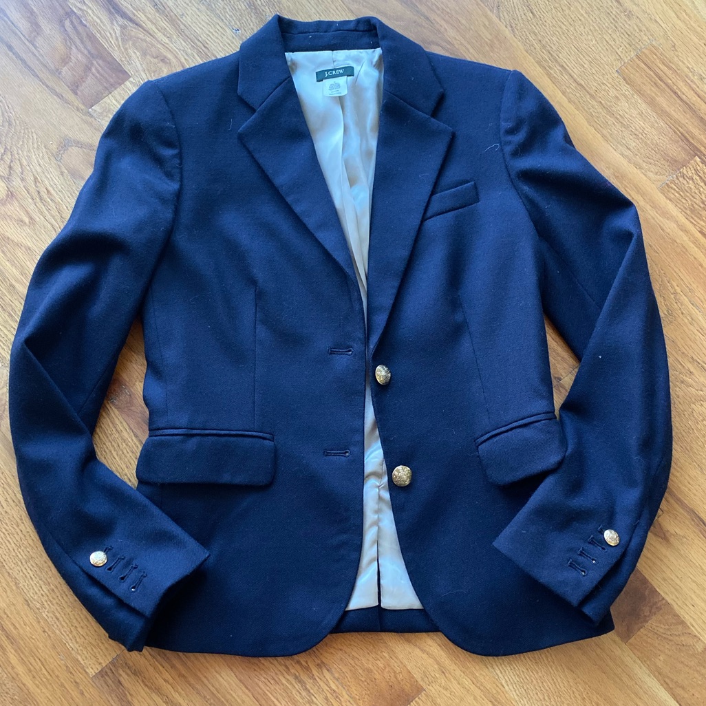 J. Crew Classic Navy Wool Blazer With Gold Buttons
